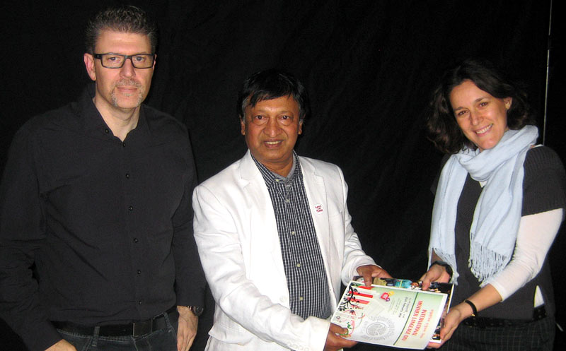 Delwar Jahid with historian Emily Burton and videographer Darryl Leblanc